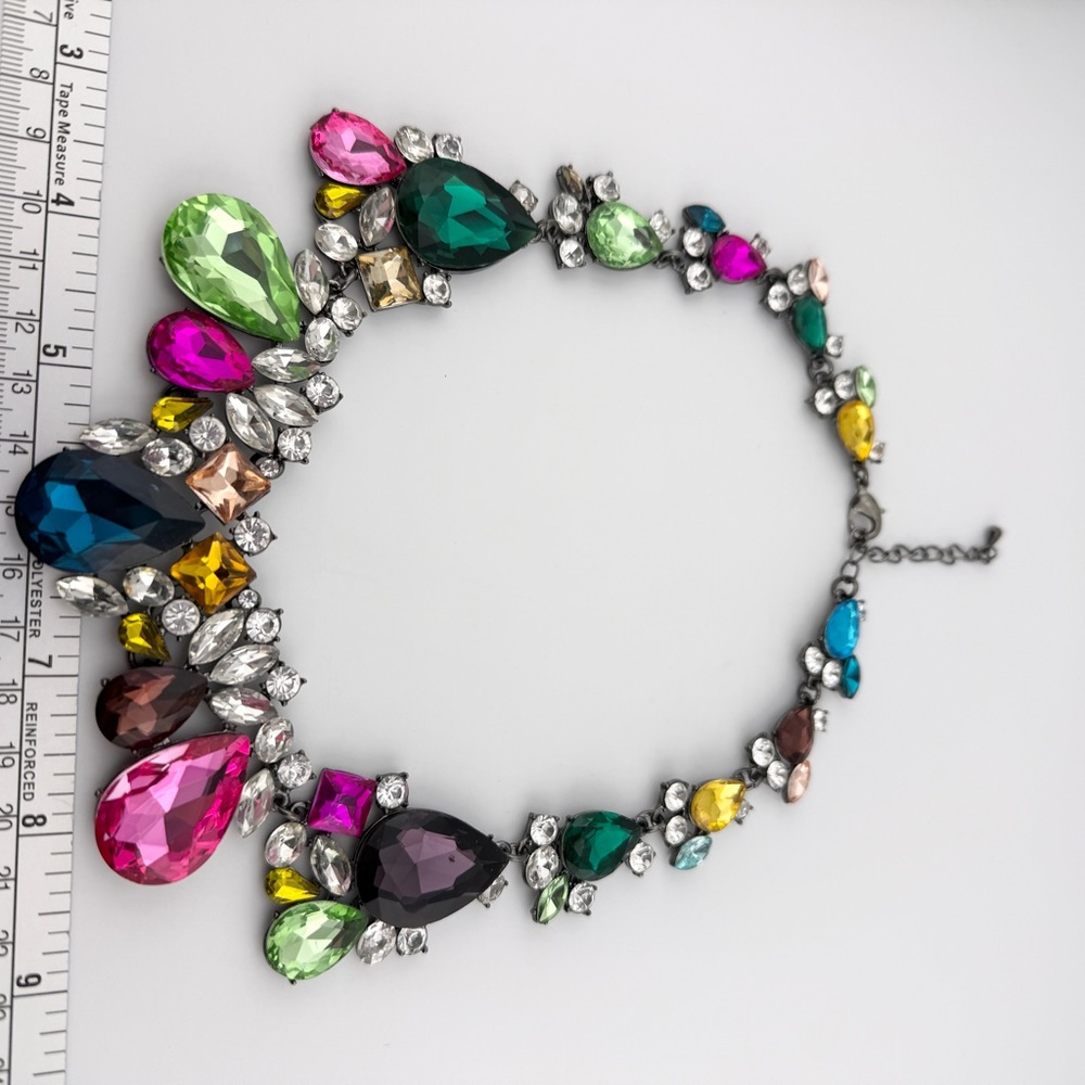Multicolor Glass Rhinestone Statement Choker/Neck… - image 7